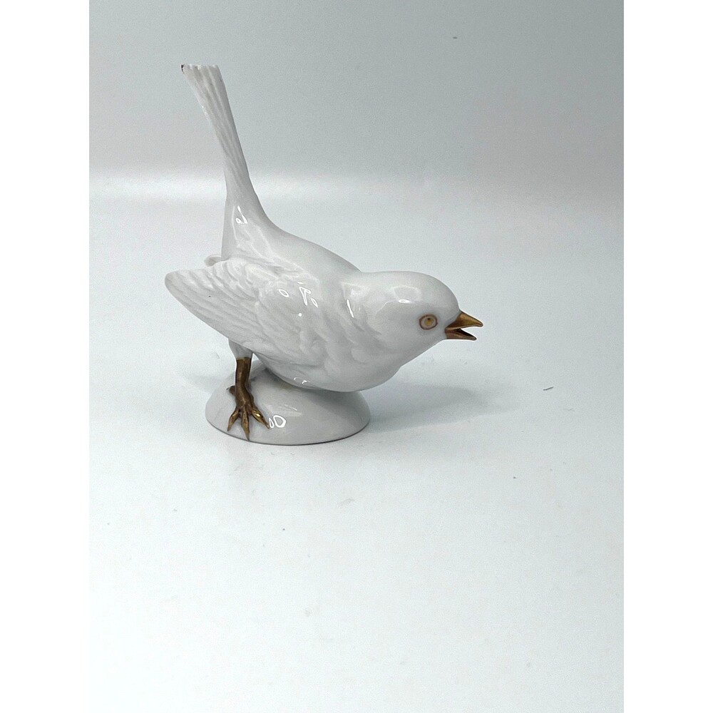 Volkstedt Porcelain White Bird with Gold Gilding with Makers Mark